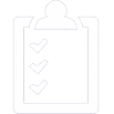 Clipboard with checklist and checkmarks representing dental care quality assurance or patient satisfaction.
